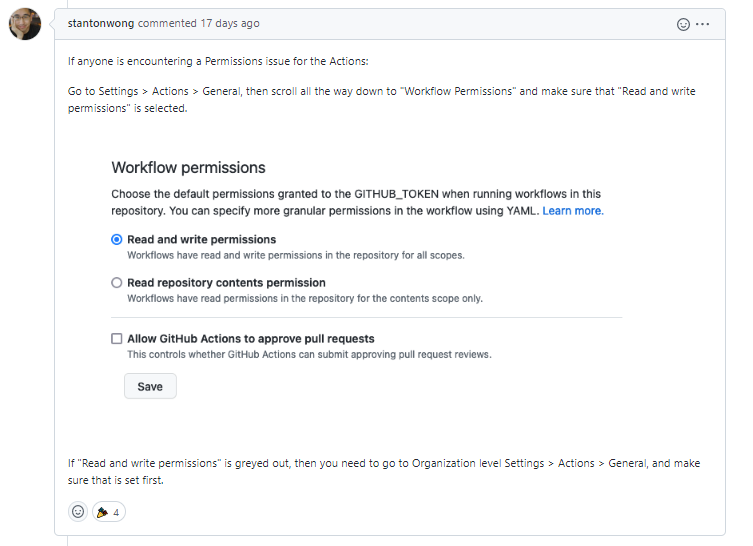 someone answered to change workflow permissions