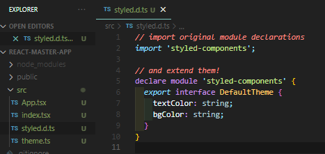 styled.d.ts 파일 생성