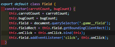 Field클래스에 bind(this)를 작성한다.